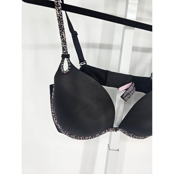 Sexy Little Things by Victorias Secret Sz 36D Padded Push Up Bra Black Leopard - Picture 2 of 6